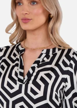 Gini loondon Black Geo Print Smock Maxi Dress