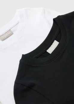 Girls 2 Pack Black & White Mono T-Shirt (7-15yrs)