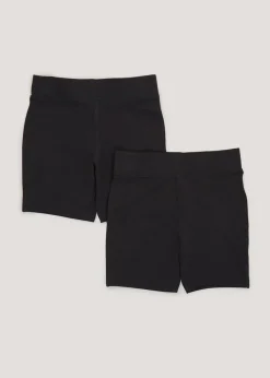 Girls 2 Pack Black Cycling Shorts (3-13yrs)
