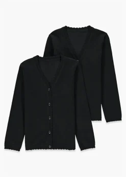 Girls 2 Pack Black School Cardigans (3-13yrs)