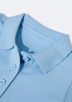 Girls 2 Pack Blue Scallop Collar School Polo Shirts (3-13yrs)