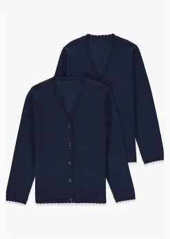 Girls 2 Pack Navy School Cardigans (3-13yrs)
