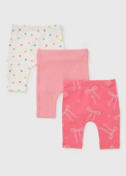 Girls 3 Pack Pink Leggings (Newborn-23mths)