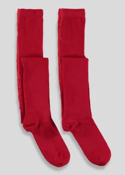 Girls 2 Pack Red Cotton Tights (2-11yrs)