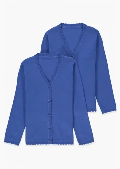 Girls 2 Pack Royal Blue School Cardigans (4-13yrs)