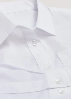 Girls 2 Pack White Generous Fit Long Sleeve School Blouses (6-16yrs)