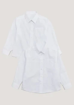 Girls 2 Pack White Generous Fit Long Sleeve School Blouses (6-16yrs)