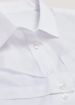 Girls 2 Pack White Generous Fit Long Sleeve School Blouses (6-16yrs)