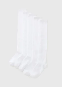 Girls 5 Pack White Over The Knee Socks (Younger 6 - Older 6.5)