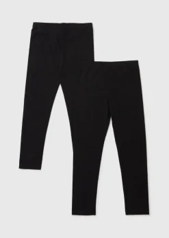 Girls Black 2 Pack Leggings (1-7yrs)