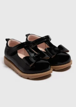 Girls Black Bow T-Bar Shoes (Younger 4-12)