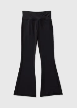 Girls Black Crossover Waist Flares (7-15yrs)