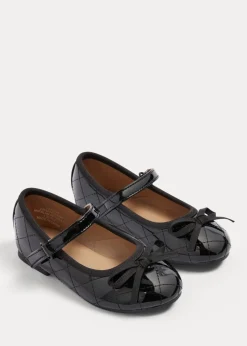 Girls Black Quilted Ballet Flats (Younger 4-12)