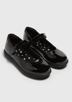 Girls Black Scuff Resistant Patent Mary Jane School Shoes (Younger 8-Older 3)