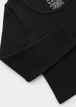 Girls Black Seamless Long Sleeve Top (7-15yrs)