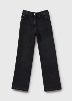 Girls Black Wide Leg Jeans (7-15yrs)