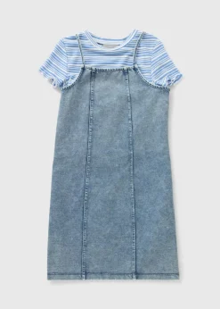Girls Blue 2 in 1 Denim Dress (7-15yrs)