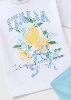 Girls Blue Lemon T-Shirt & Cycle Short Set (7-15yrs)