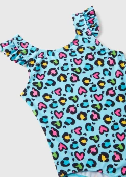 Girls Blue Leopard Swimsuit (1-7yrs)