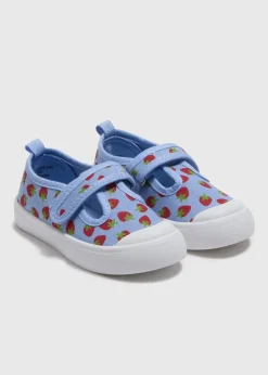Girls Blue Strawberry T-Bar Shoes (Younger 4-12)