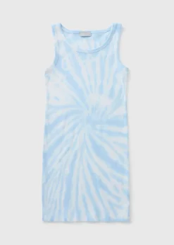 Girls Blue Tie Dye Ribbed Dress (7-15yrs)