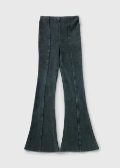 Girls Charcoal Washed Flare Trousers (7-15yrs)