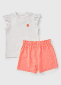 Girls Coral Shell Top & Towel Shorts Set (7-13yrs)