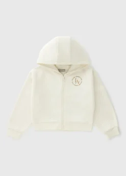 Girls Cream Cropped Zip Up Hoodie (7-15yrs)