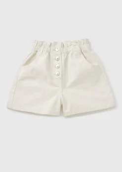 Girls Cream High Waisted Shorts (7-15yrs)
