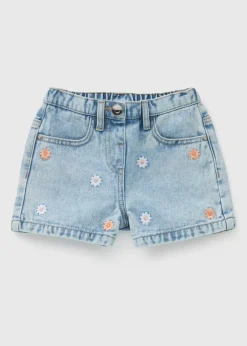 Girls Embroidered Washed Denim Shorts (1-7yrs)