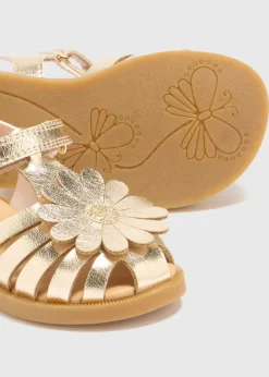Girls Gold Daisy Caged Sandals (Younger 4-12)