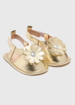 Girls Gold Flower Sandals (Newborn-18mths)