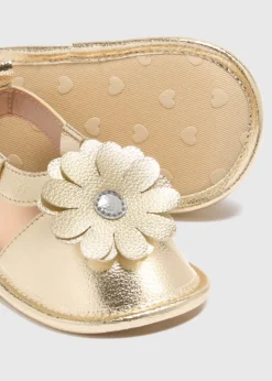 Girls Gold Flower Sandals (Newborn-18mths)