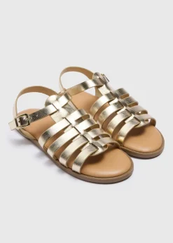 Girls Gold Gladiator Sandals (Younger 10-Older 5)