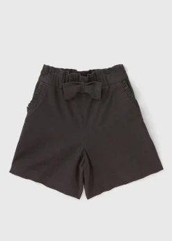 Girls Grey Bow School Shorts (3-13yrs)