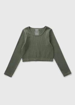 Girls Khaki Long Sleeve Seamless Top (7-15yrs)