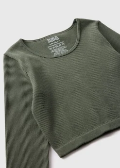 Girls Khaki Long Sleeve Seamless Top (7-15yrs)