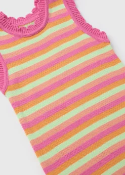 Girls Multicolour Crochet Stripe Dress (7-13yrs)