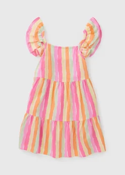 Girls Multicolour Stripe Viscose Dress (1-7yrs)