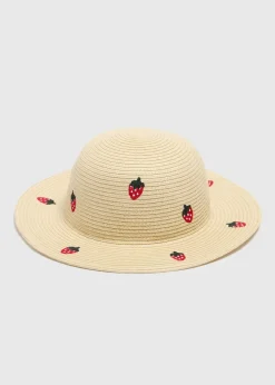 Girls Natural Strawberry Sun Hat