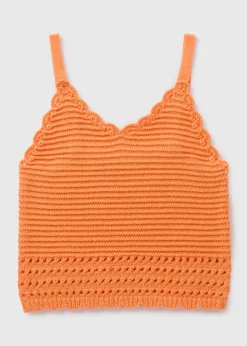 Girls Orange Crochet Vest (7-15yrs)