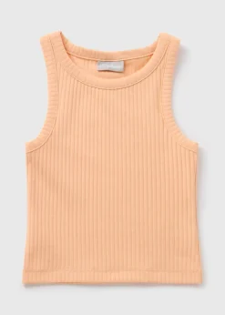 Girls Orange Ribbed Vest