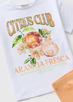 Girls Orange T-Shirt & Shorts Set (7-15yrs)