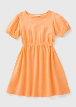 Girls Peach Crinkle Dress (7-15yrs)