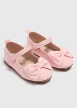 Girls Pink Bow Ballet Shoes (Younger 4-Older 12)