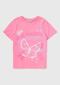 Girls Pink Butterfly T-Shirt (7-15yrs)