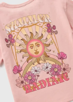 Girls Pink Celestial Top and Cycling Shorts Set (7-15yrs)