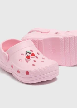 Girls Pink Cherry Clogs (Younger 4/5-Older 5/6)