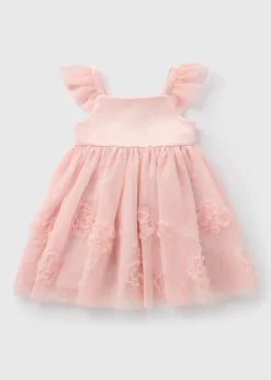 Girls Pink Corsage Mesh Dress (1-7yrs)