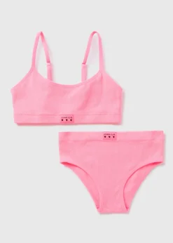 Girls Pink Crop Top & Knicker Set (6-13yrs)
